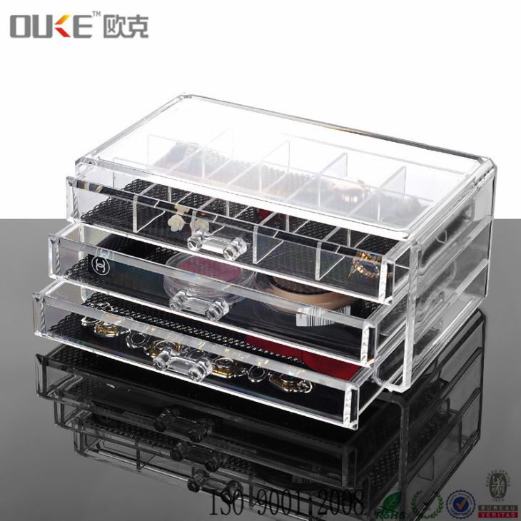 Tabletop Clear Acrylic Makeup Organizer Drawers Cosmetic Organizer