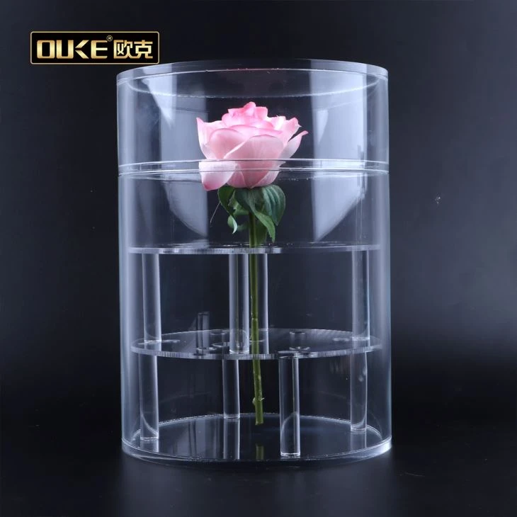 취소 아크릴 라운드 꽃 상자 뚜껑