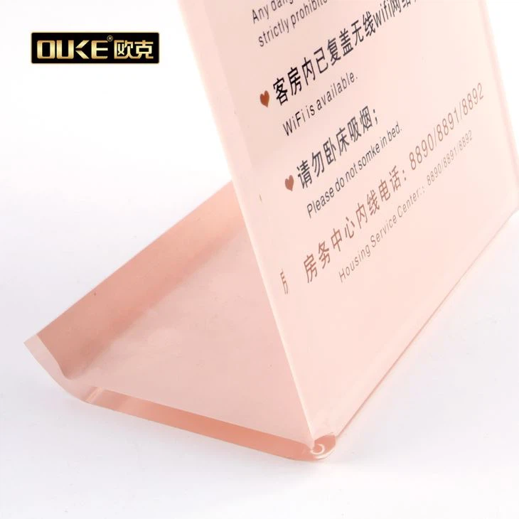 Hotel Supplier L Shape Acrylic Display